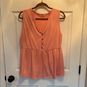 Women’s Size L Coral Sleeveless V-Neck Blouse